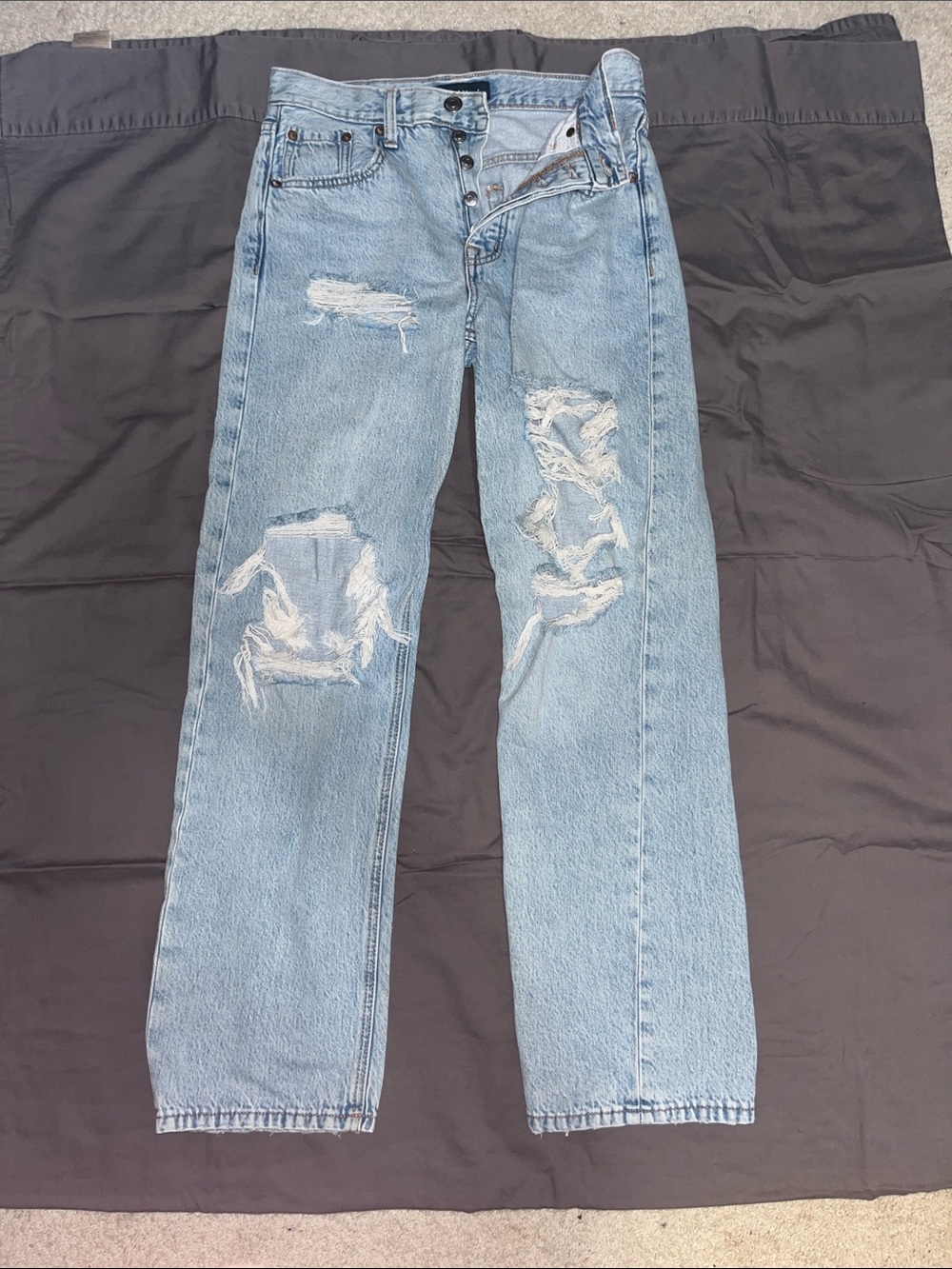 90s Baggy Aeropostale Light Blue Distressed Straight Jeans